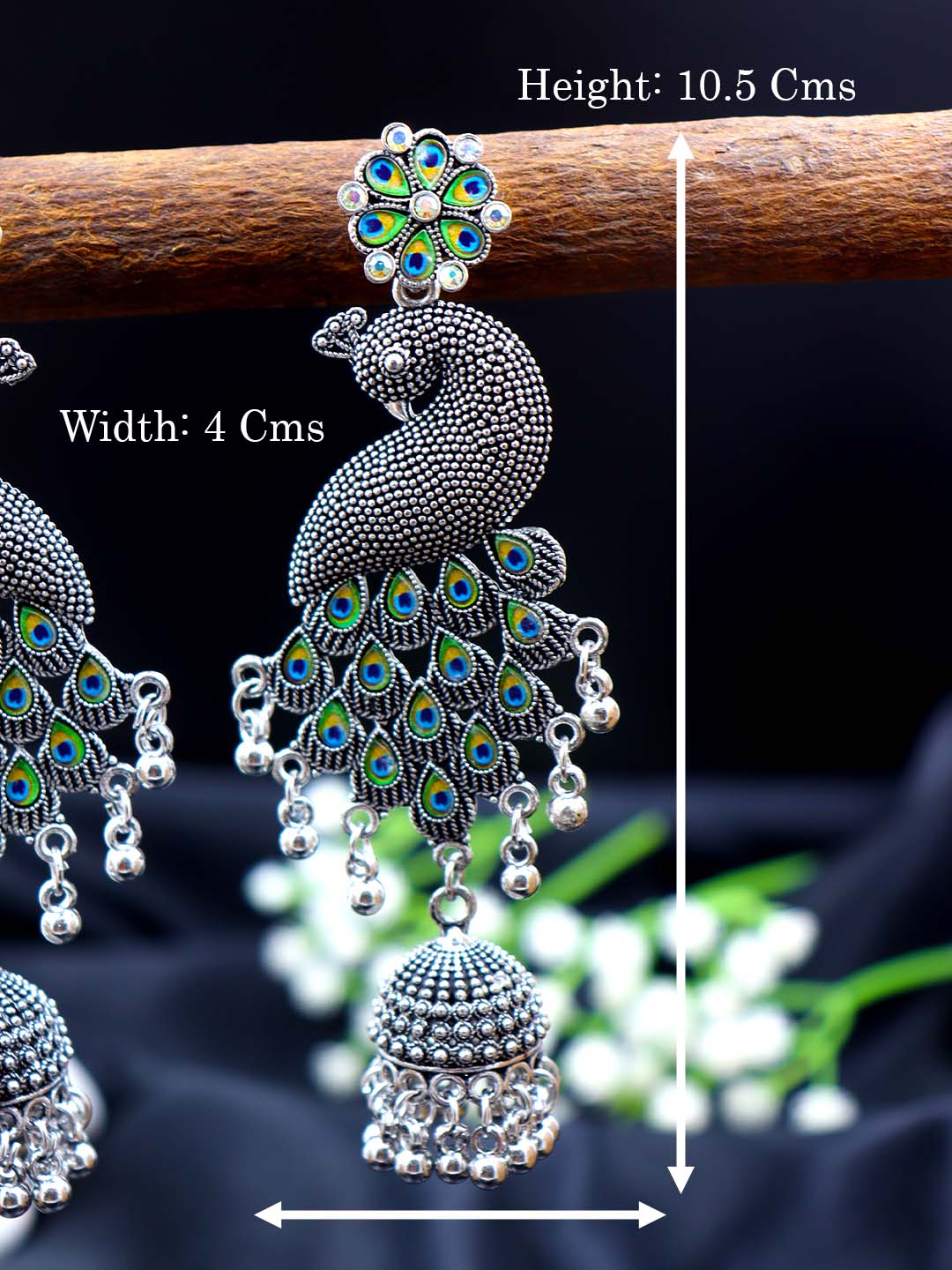 Oxidized Peacock Dangler Earrings
