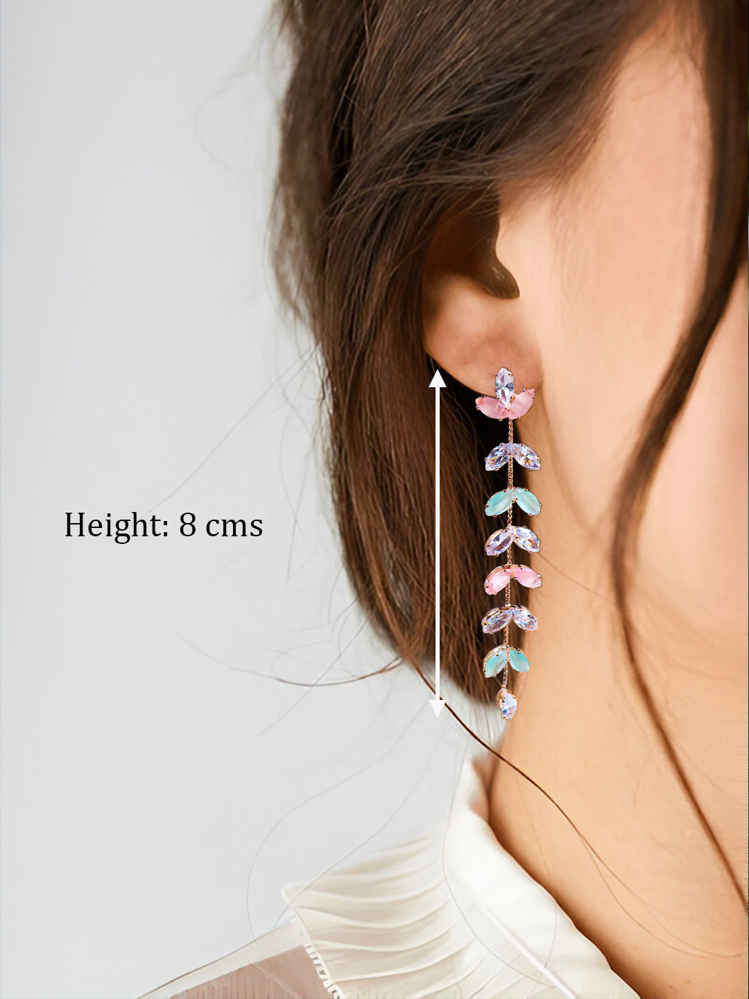 Multi Color Stone Long Hanging Earring - Statement Earring