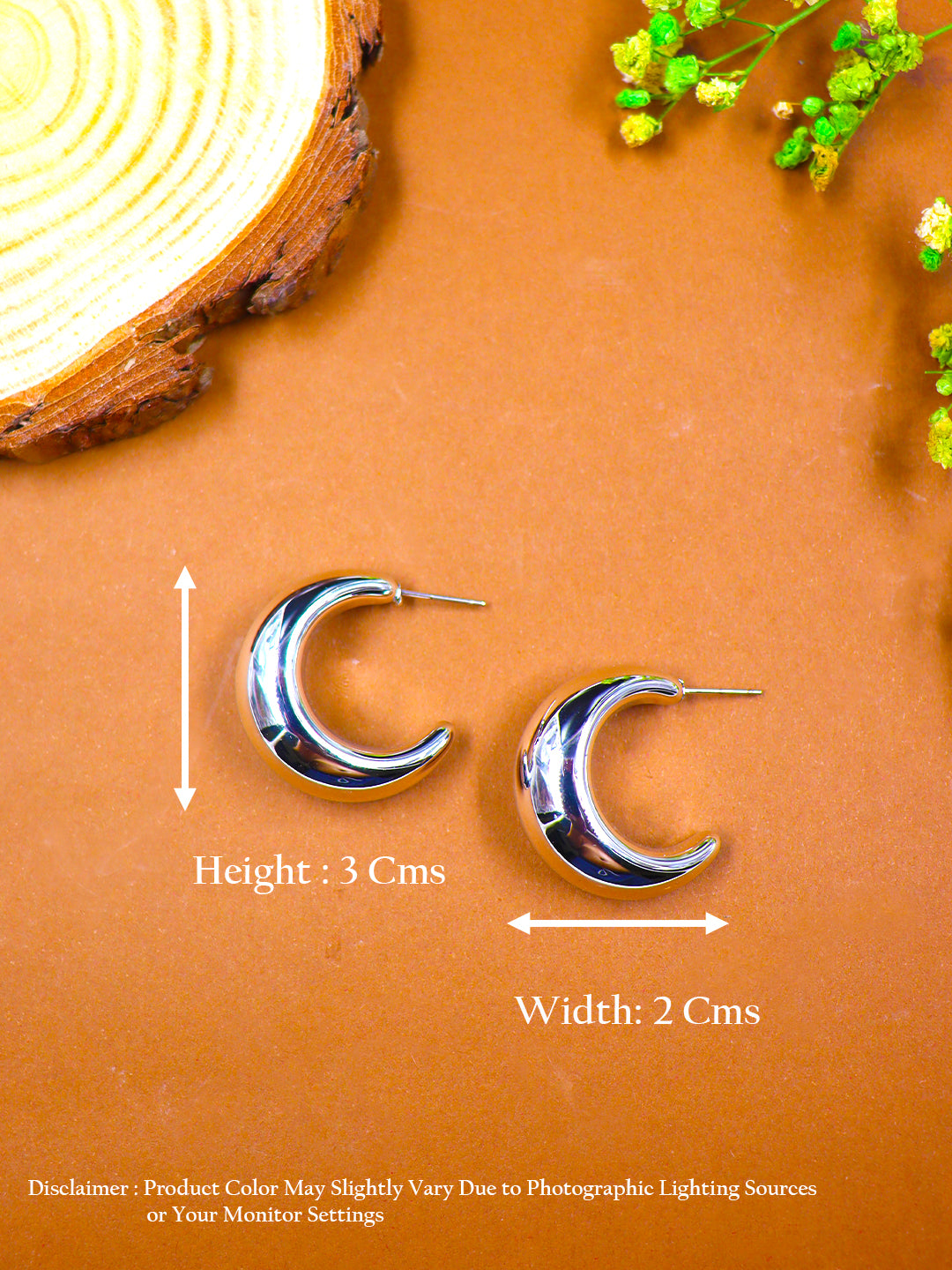 Silver Crescent Hoop Earrings