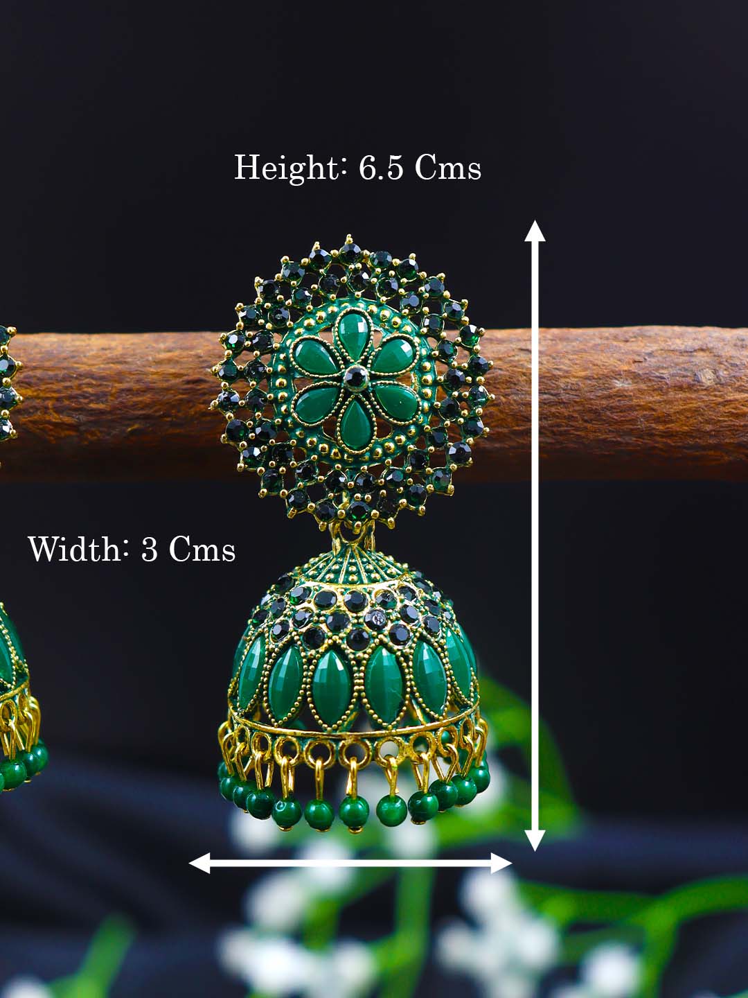 Crystal Stone Gold-Plated Jhumka