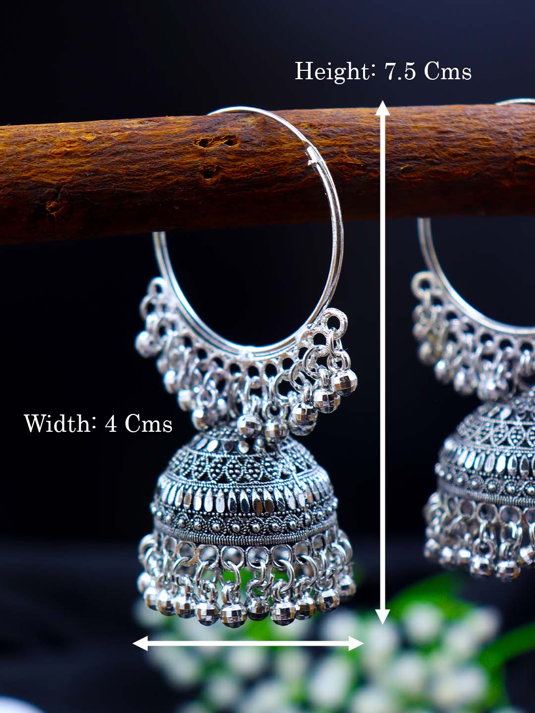 Oxidized Chandbali Jhumka Earrings