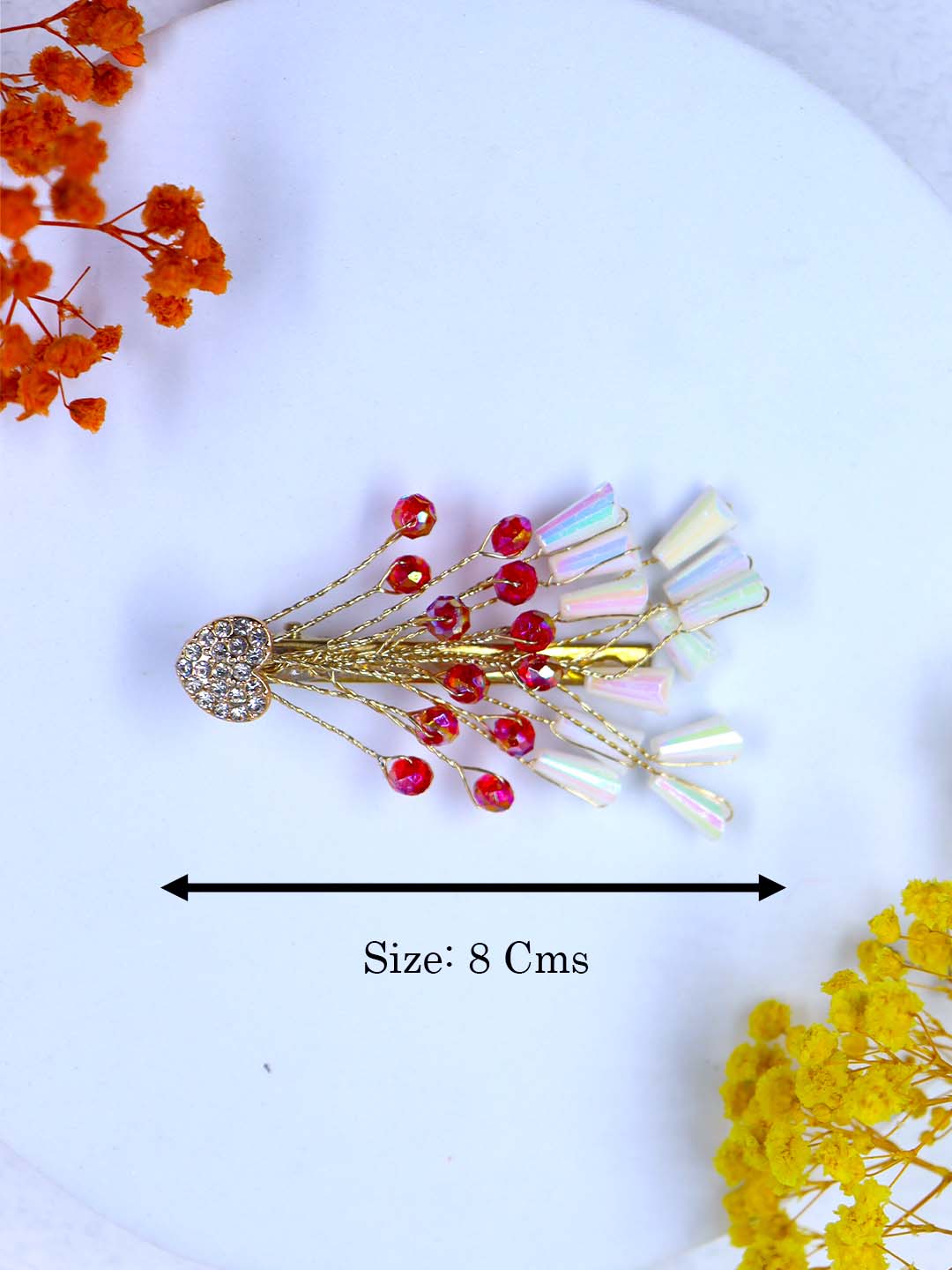Red Pearl Crystal Hair Clip