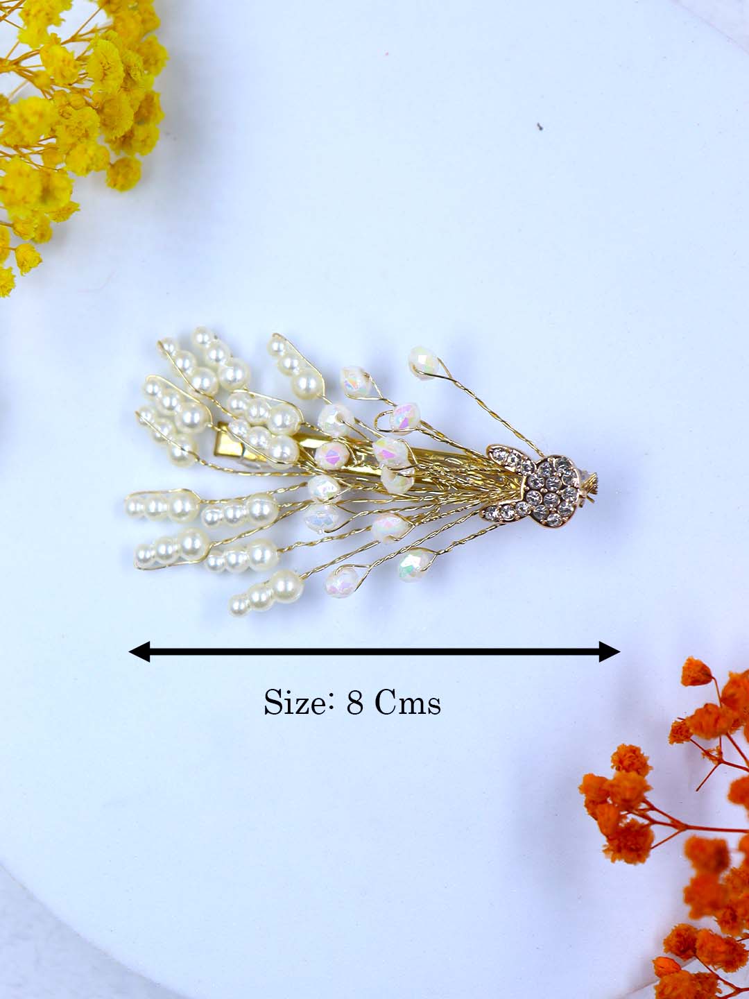 White Pearl Crystal Hair Clip