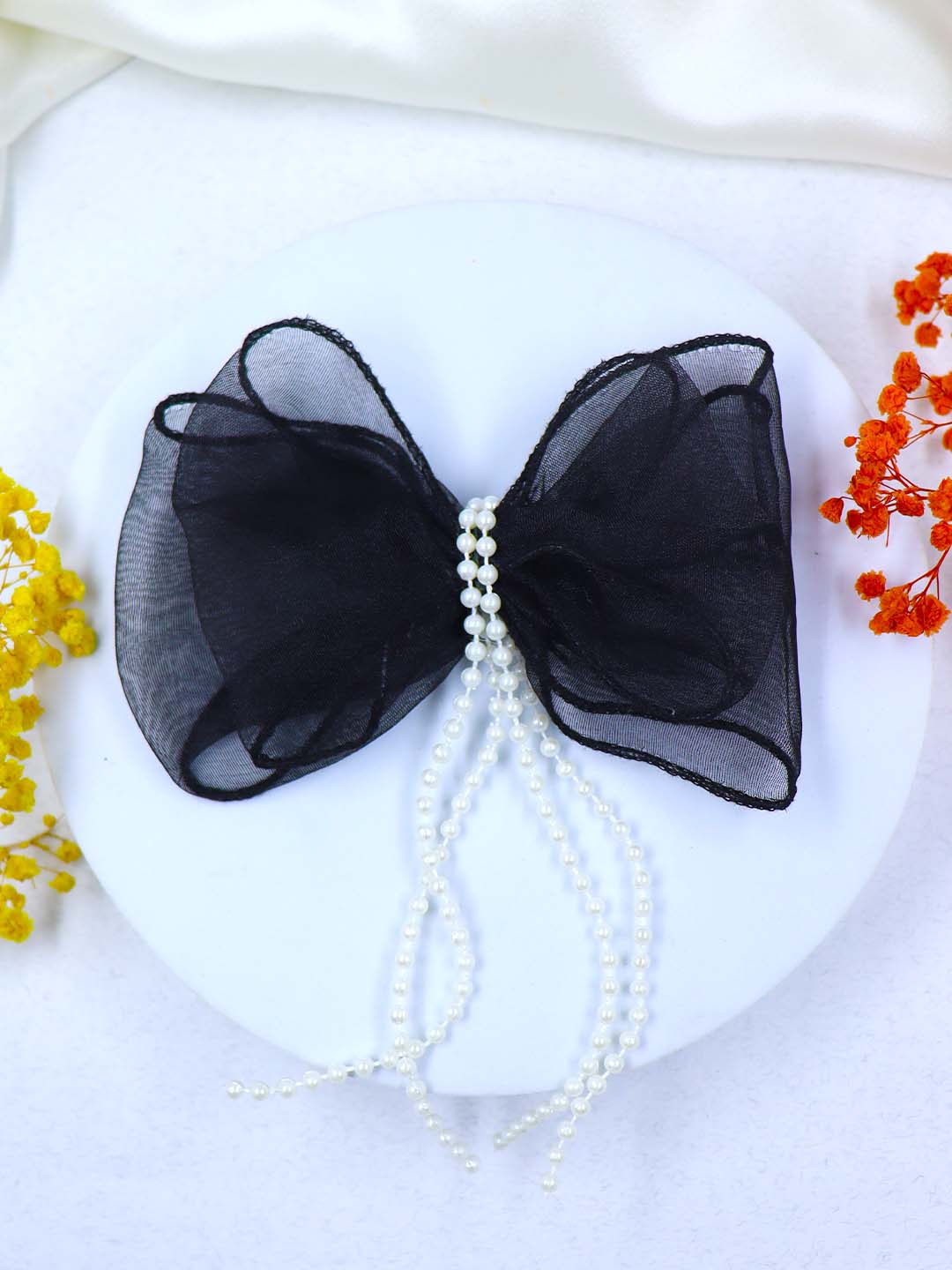 Classic Black and White Hair Bow