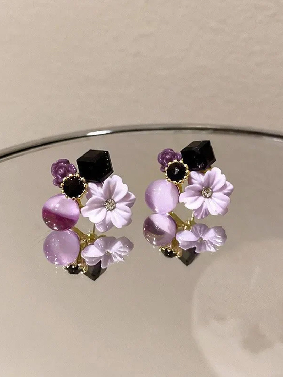 Purple Flower Stud Earrings