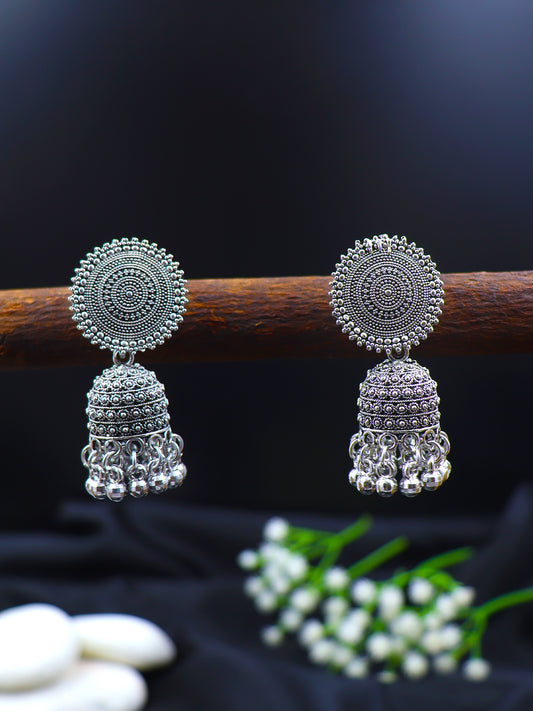 Silver Oxidized Mini Jhumka Earrings