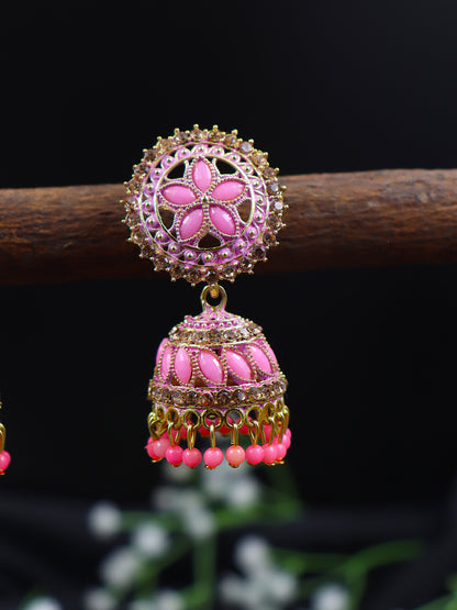 Elegant Gold Plated Brass Jhumka | 10 Colours