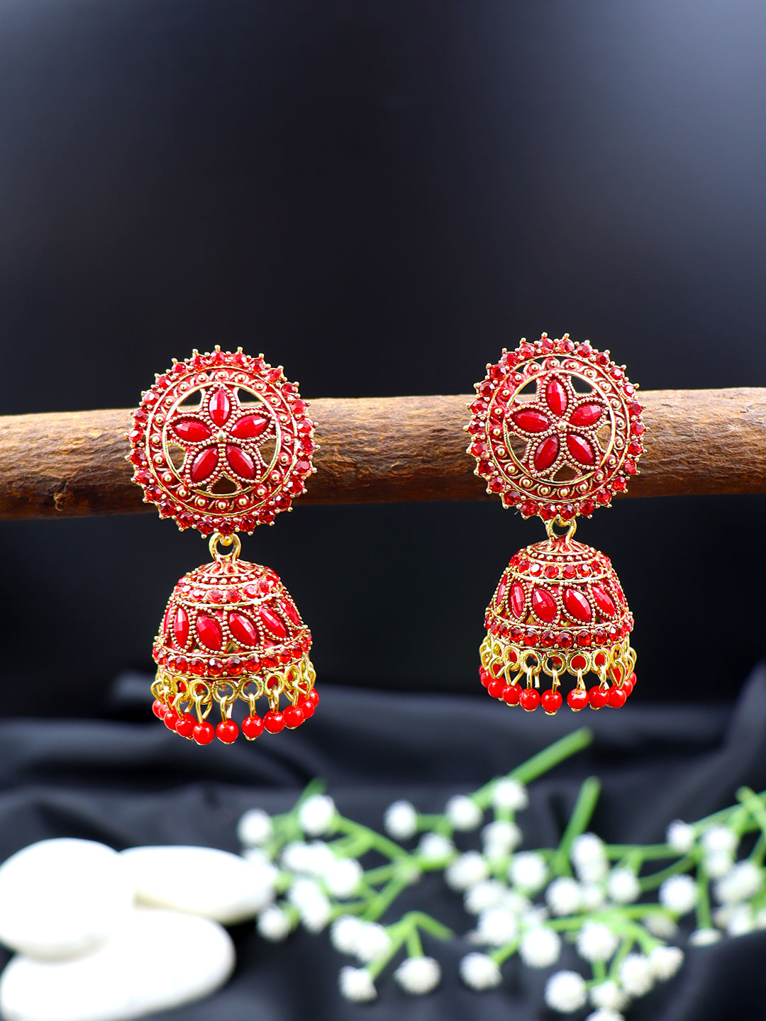 Elegant Gold Plated Brass Jhumka | 10 Colours