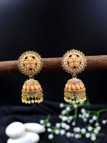 Elegant Gold Plated Brass Jhumka | 10 Colours