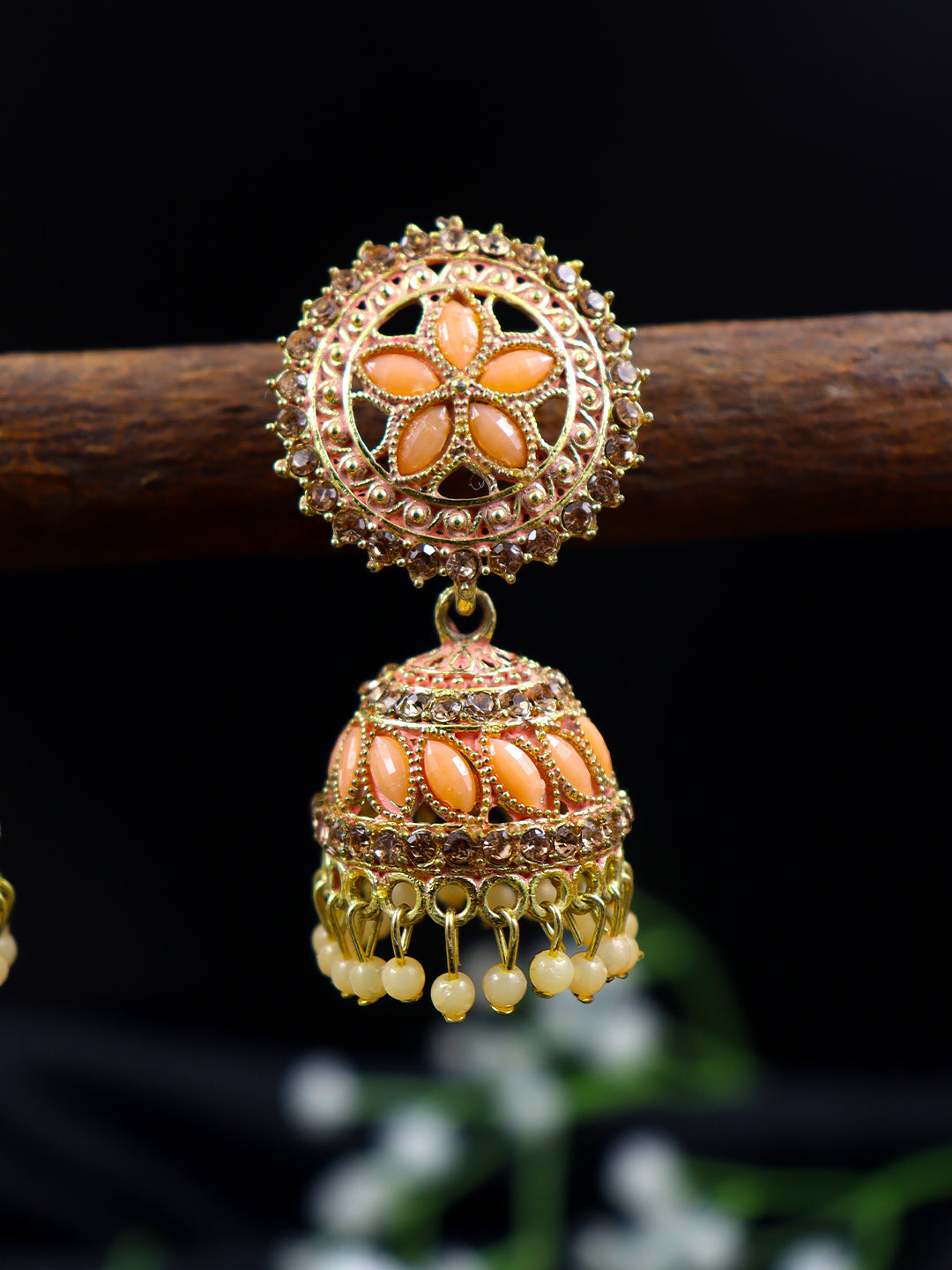 Elegant Gold Plated Brass Jhumka | 10 Colours