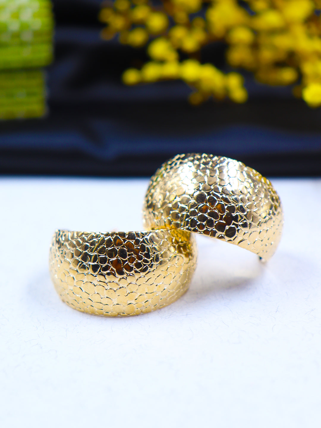 Gold Plated Crescent Hoop Earring