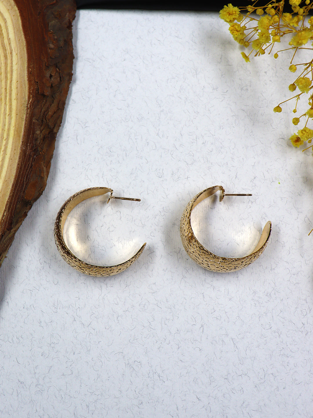 Gold Plated Crescent Hoop Earring