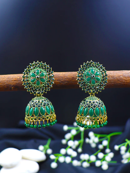 Crystal Stone Gold-Plated Jhumka