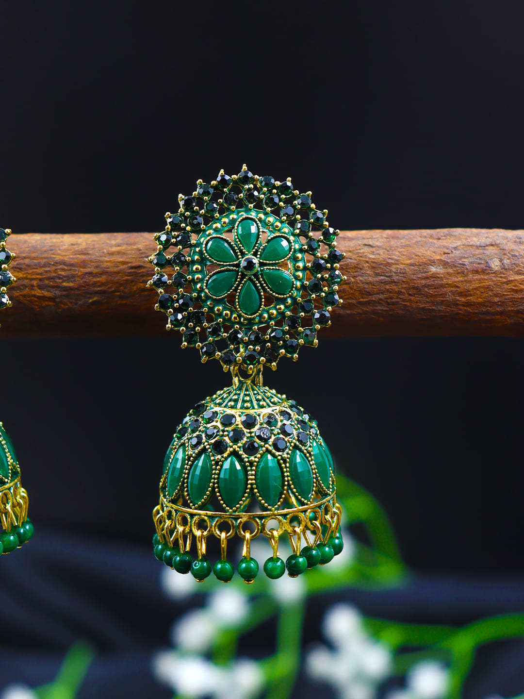Crystal Stone Gold-Plated Jhumka