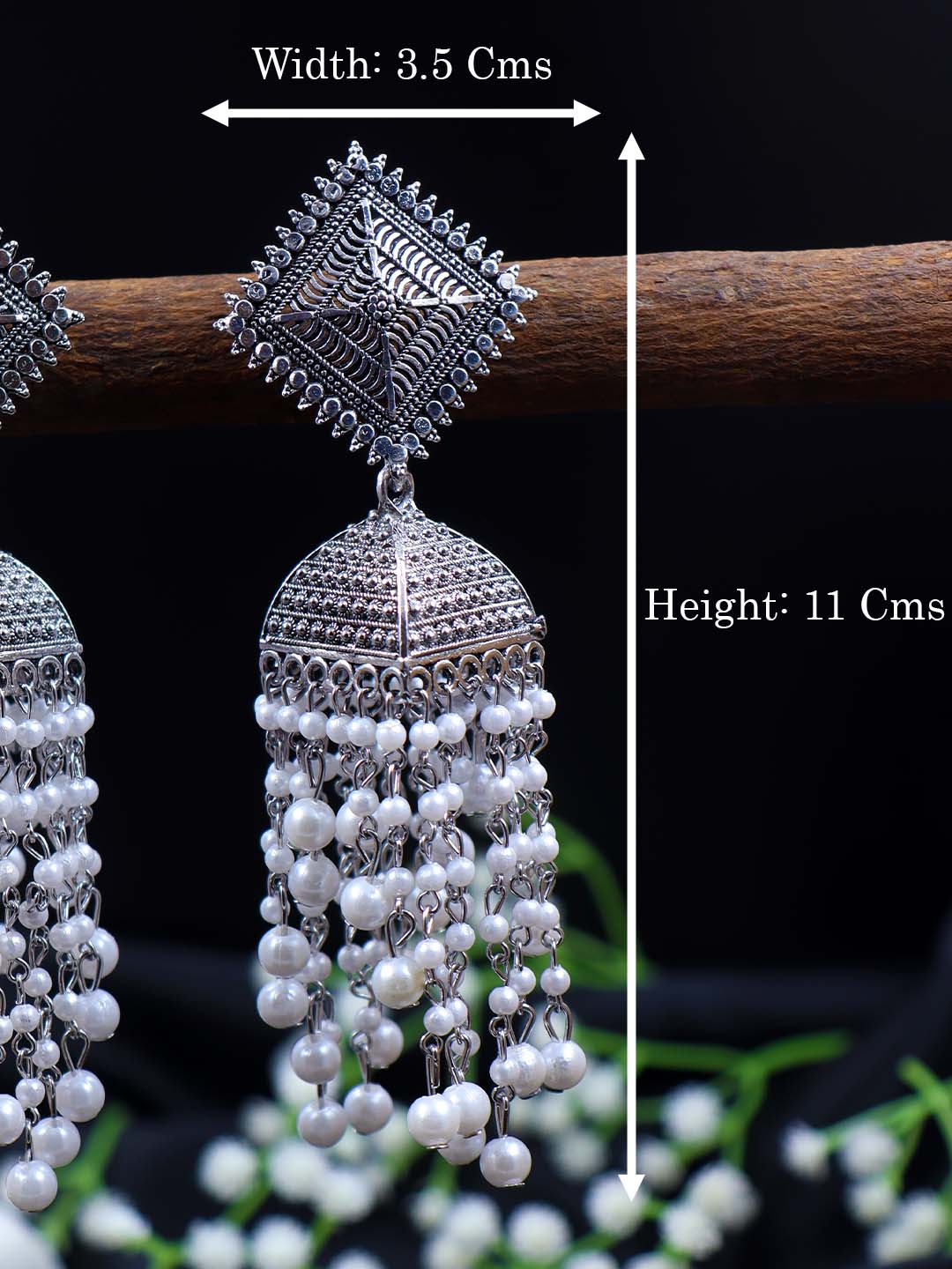 Pearl Kundan Jhumka Earrings