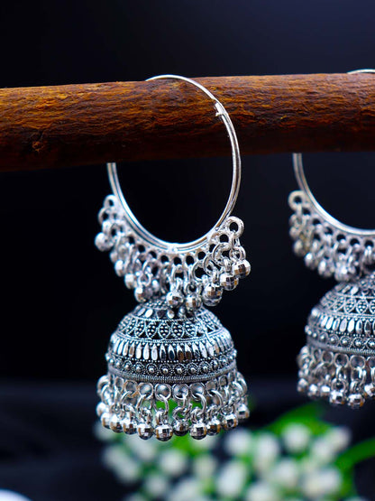 Oxidized Chandbali Jhumka Earrings