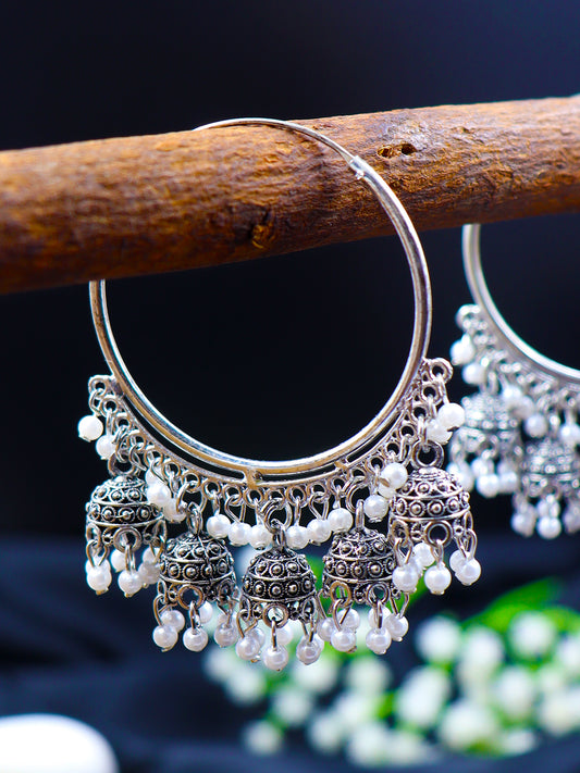 Chandbali Oxidised Jhumka Earrings