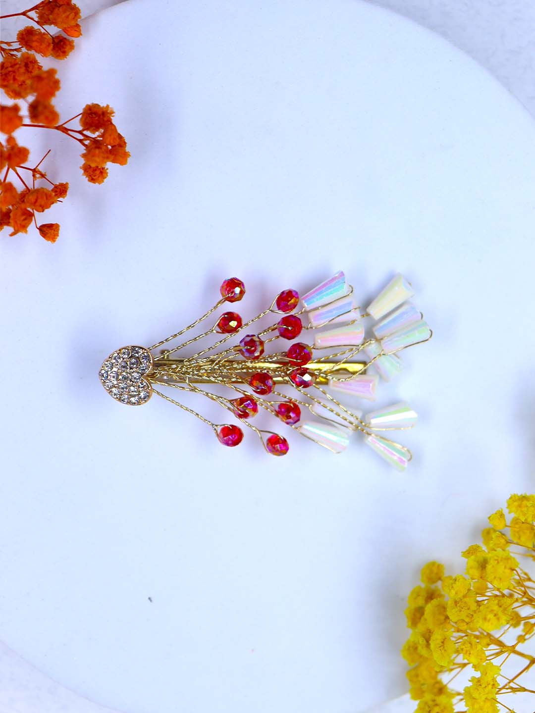 Red Pearl Crystal Hair Clip