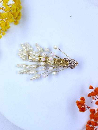 White Pearl Crystal Hair Clip