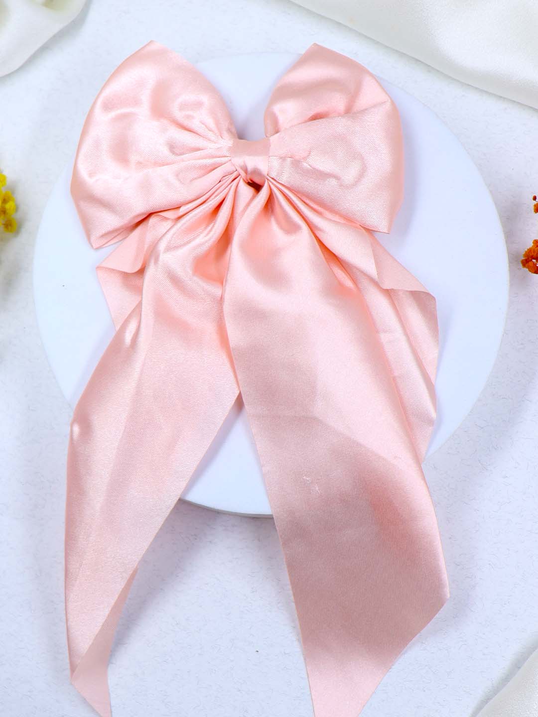 Satin Silk Hair Bow Clip | Large Size | Length - 28 Cms