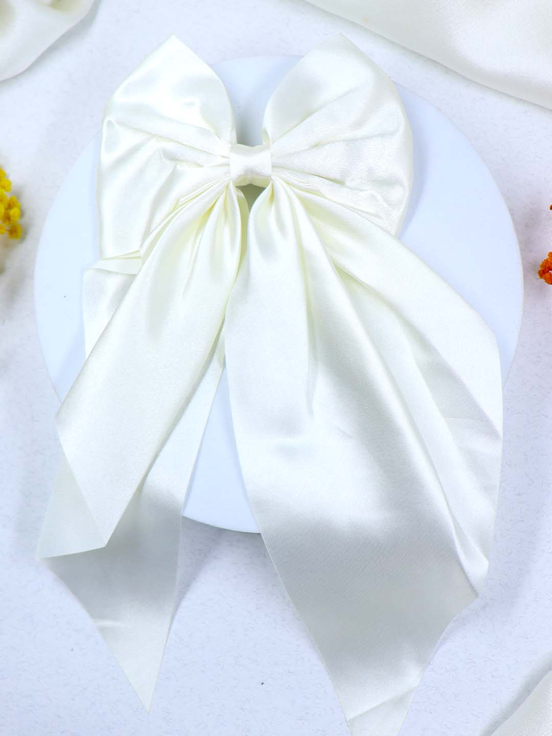 Satin Silk Hair Bow Clip | Large Size | Length - 28 Cms
