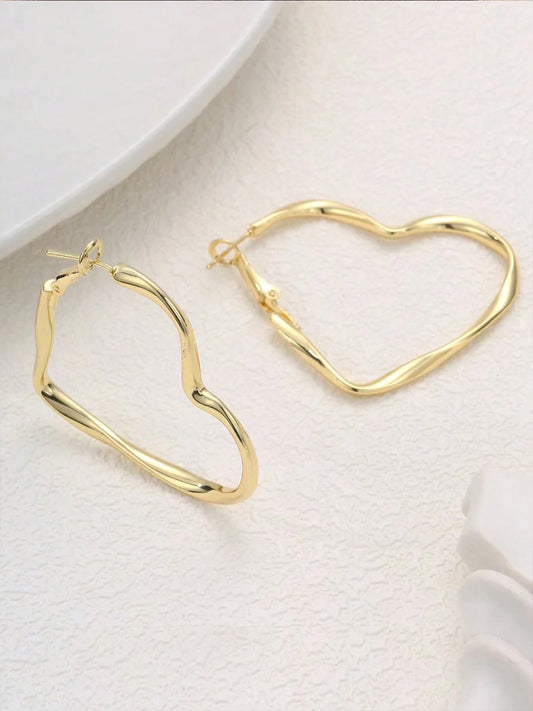 Pleated Ribbon Heart Hoop Earrings