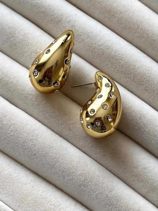 Tear Drop Dotted Stud Earring