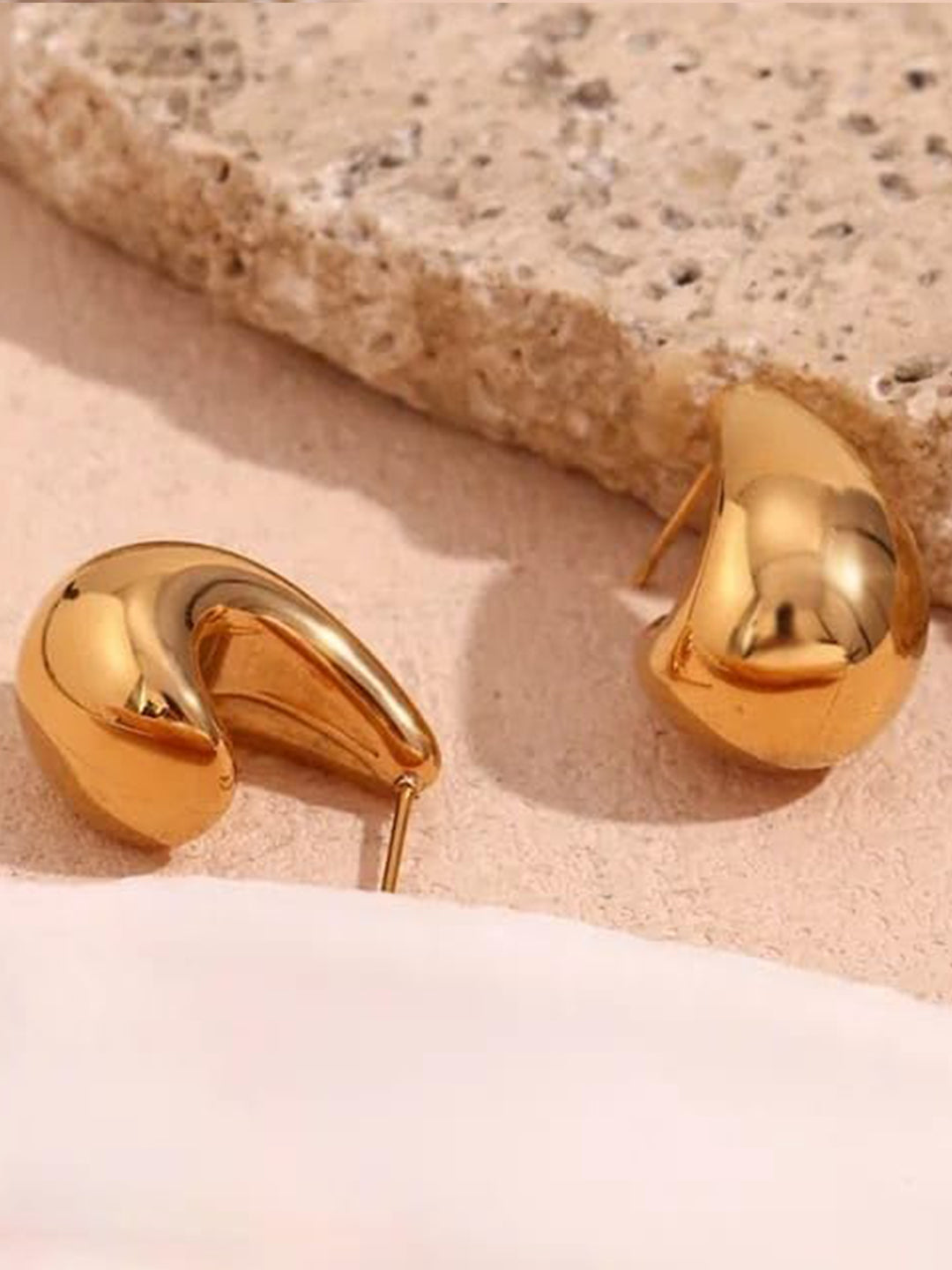 Gold Plated J Shape Stud Earrings
