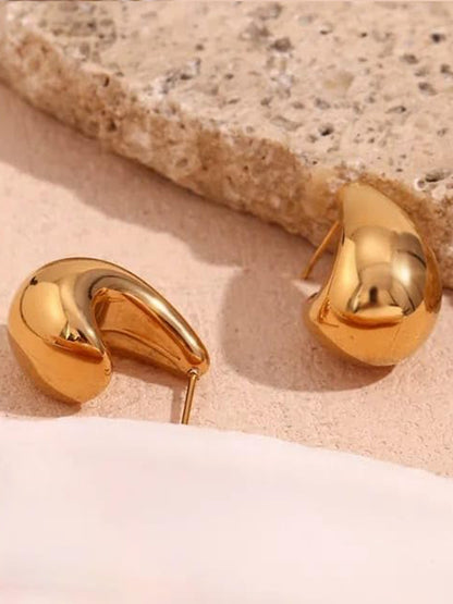 Gold Plated J Shape Stud Earrings