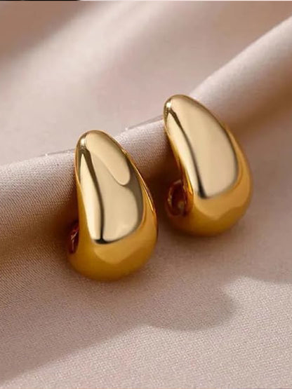 Gold Plated J Shape Stud Earrings