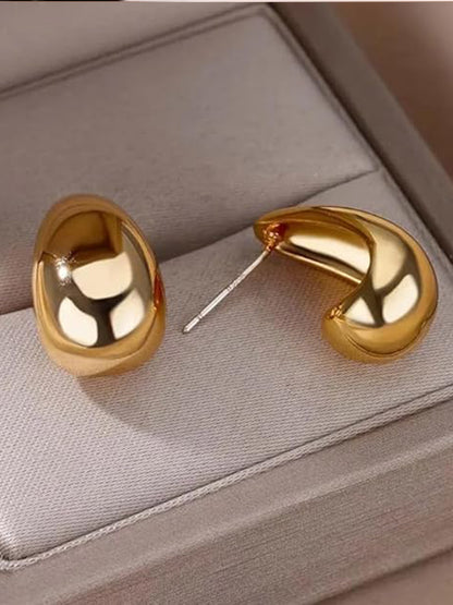 Gold Plated J Shape Stud Earrings