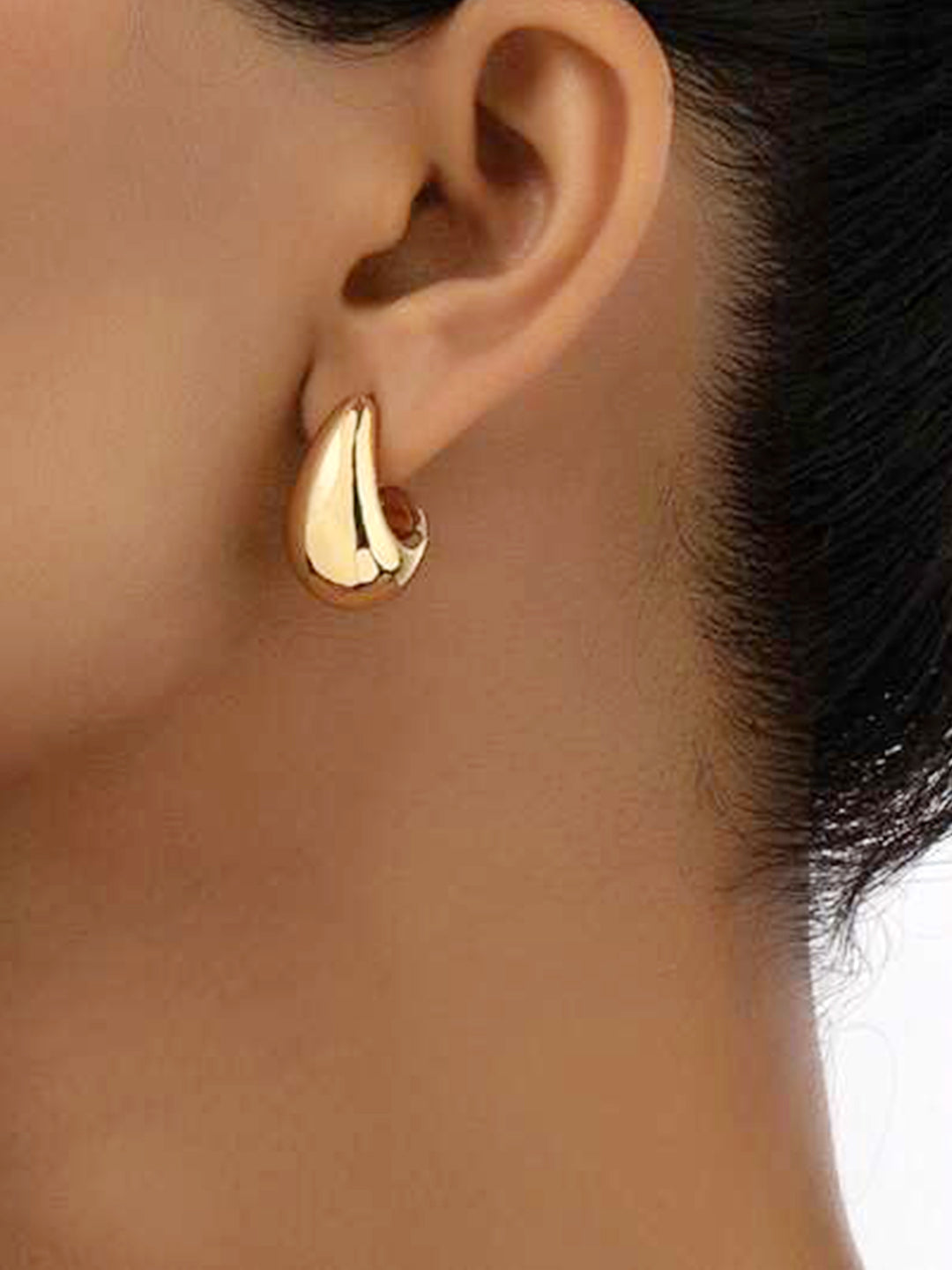 Gold Plated J Shape Stud Earrings