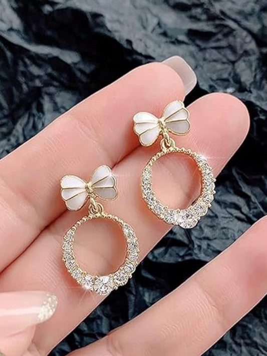Stone Studded Bow Earrings | 2 Colors