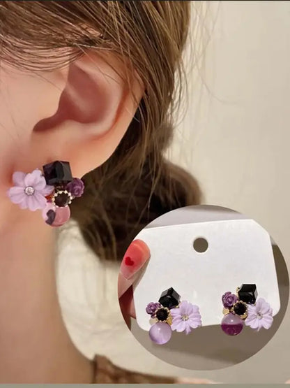 Purple Flower Stud Earrings