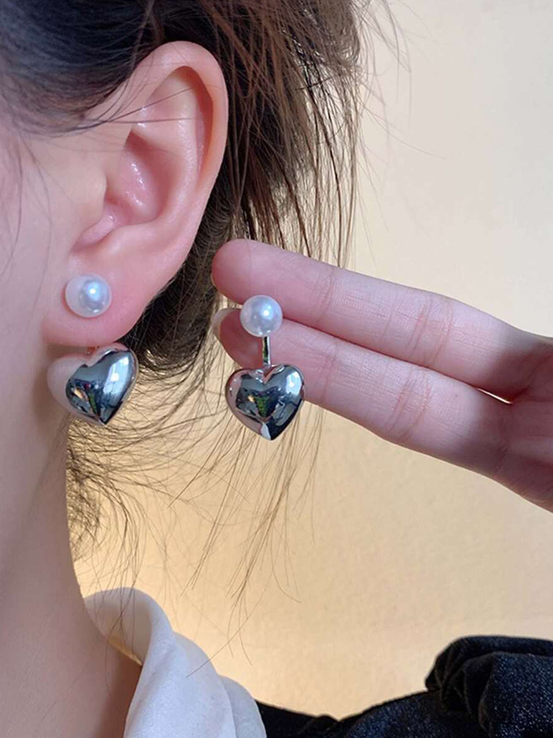 Pearl and Heart Earrings