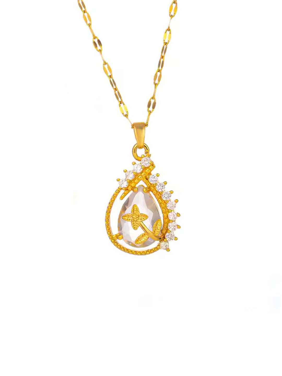 Gold-Plated Colorful Water Drop Rhinestone