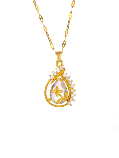 Gold-Plated Colorful Water Drop Rhinestone