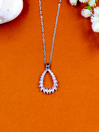 White Stone Open Pear Pendant