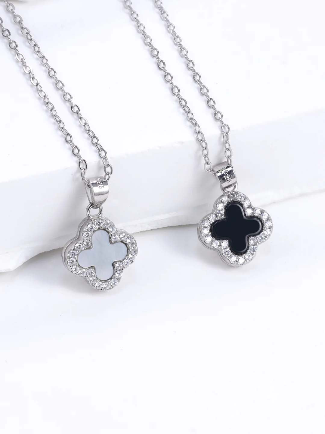 Silver Dual-Side Black and White Pendant