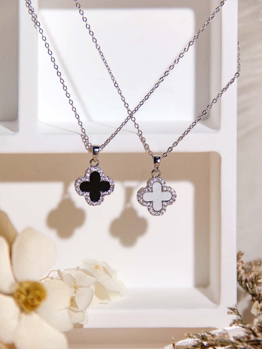 Silver Dual-Side Black and White Pendant