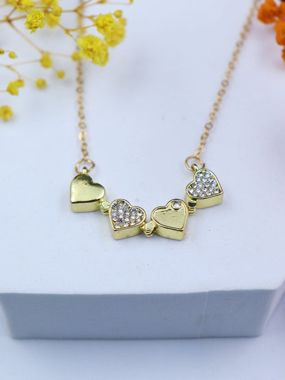 Two-in-One Heart Magnetic Clover Necklace in Gold