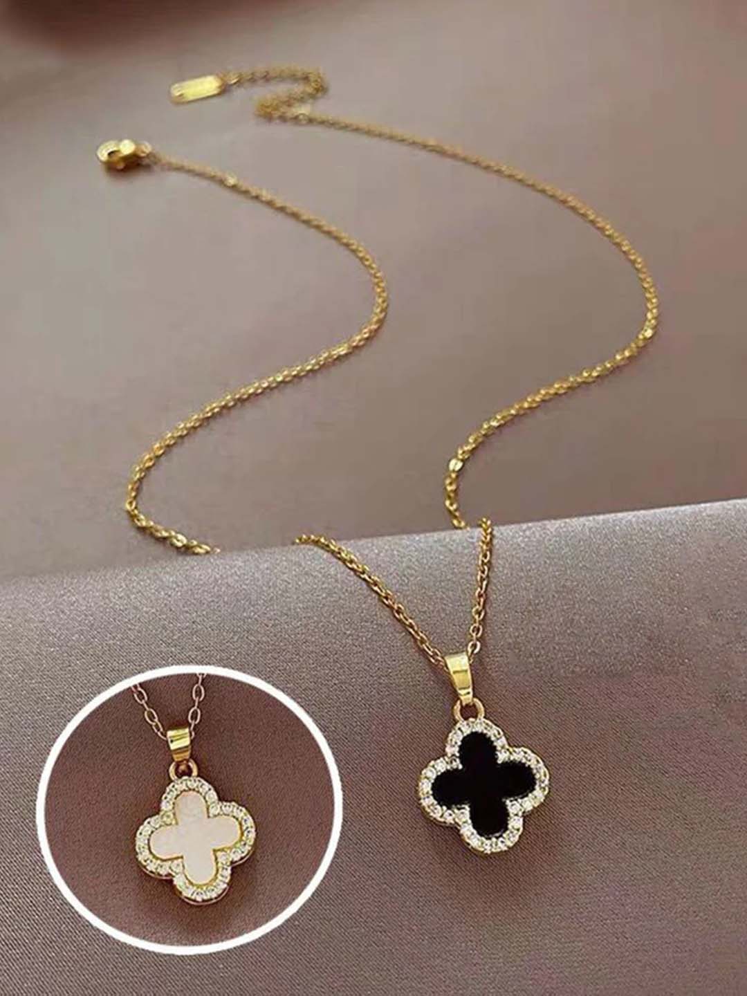 Gold Dual-Side Black and White Pendant