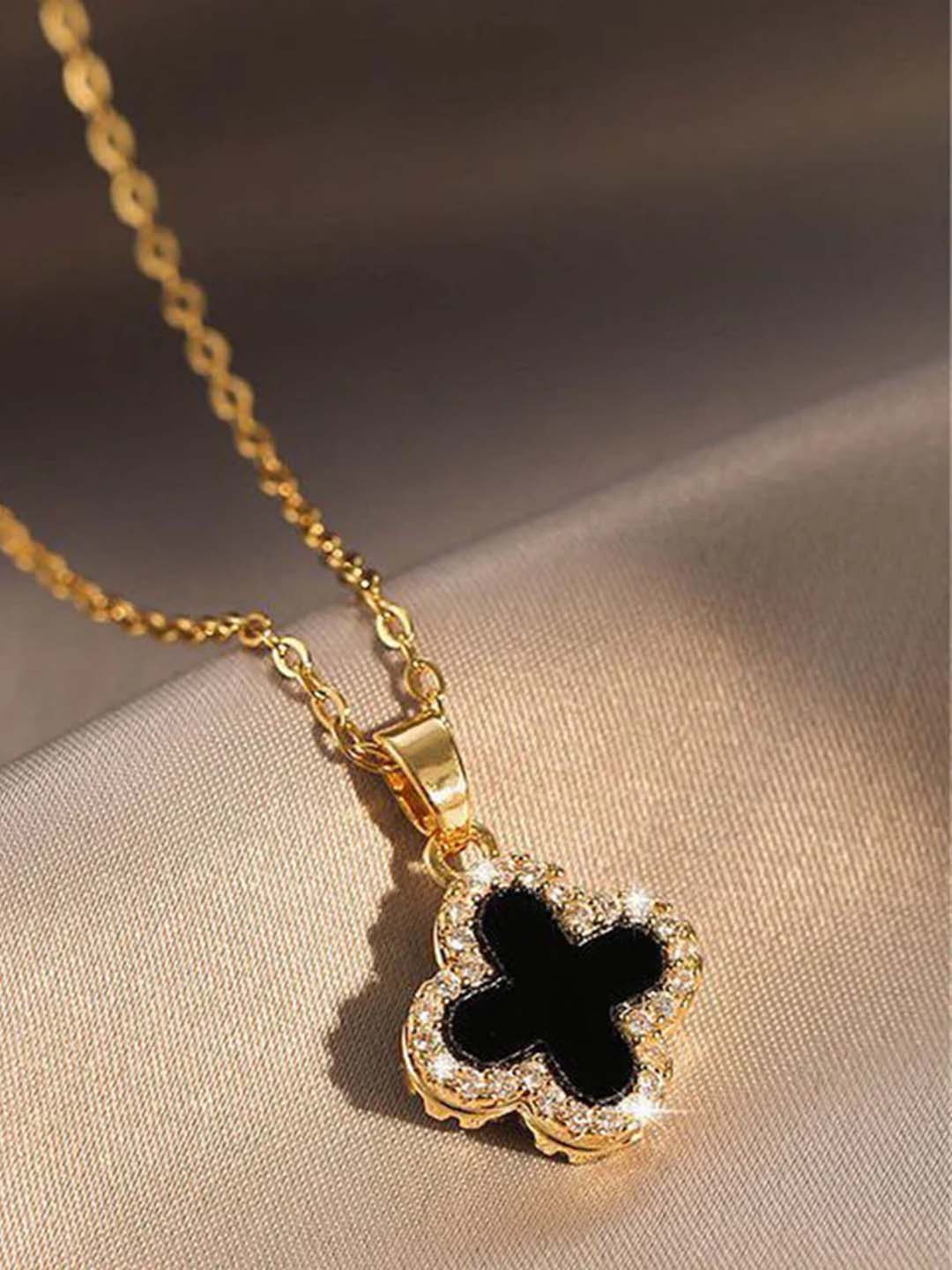 Gold Dual-Side Black and White Pendant