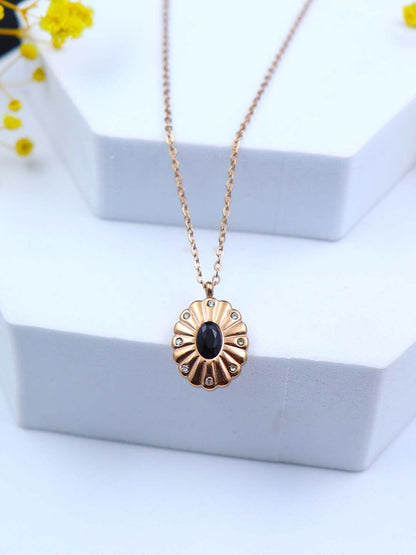 Oval Rhinestone Rose Gold Pendant