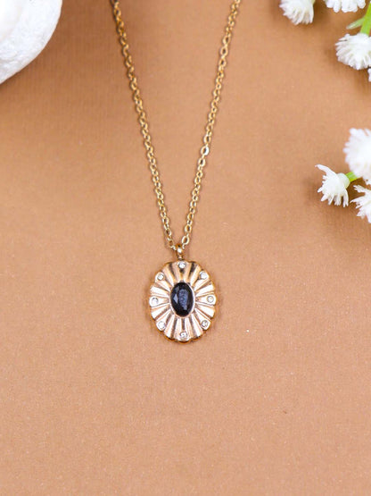 Oval Rhinestone Rose Gold Pendant