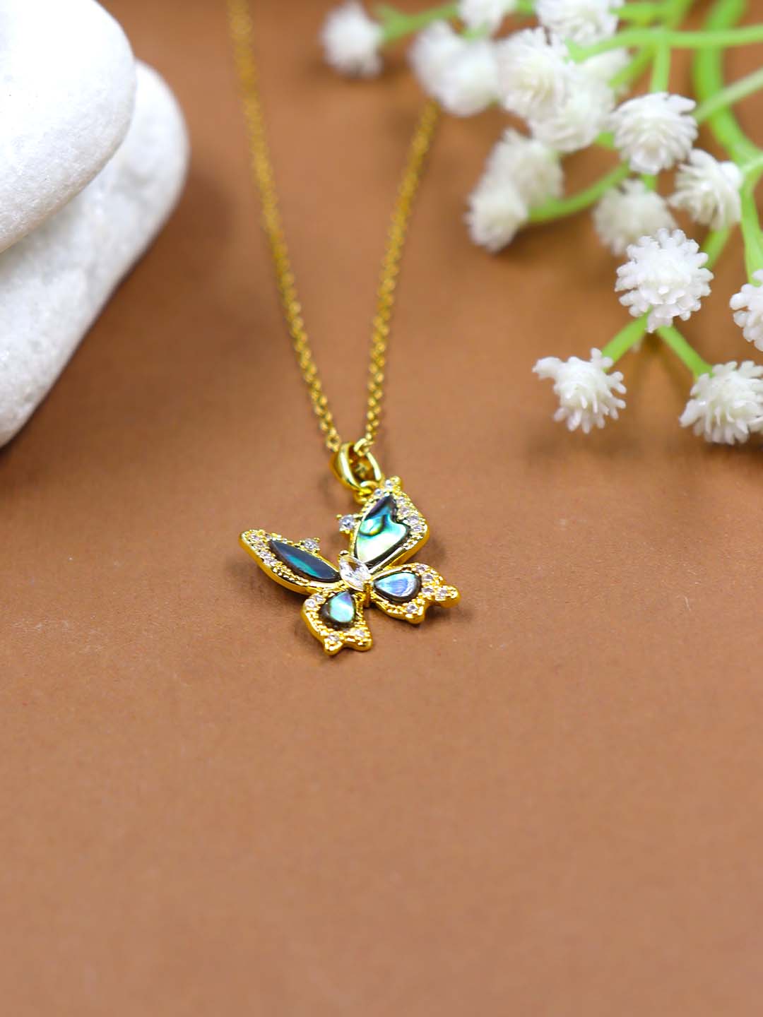Peacock-Colored Butterfly-Shaped Pendant